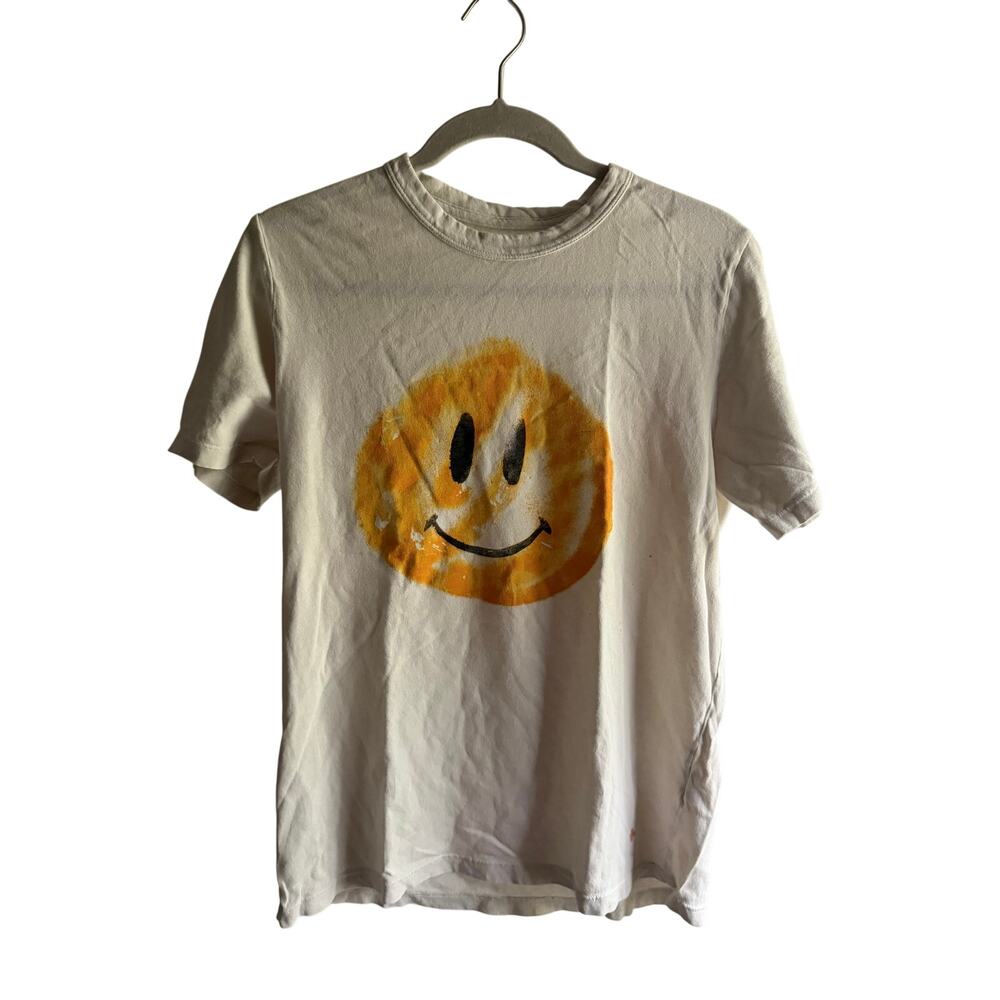 Imogene + Willie Ecru Orange Smiley Tie-Dye T-Shirt Men's M